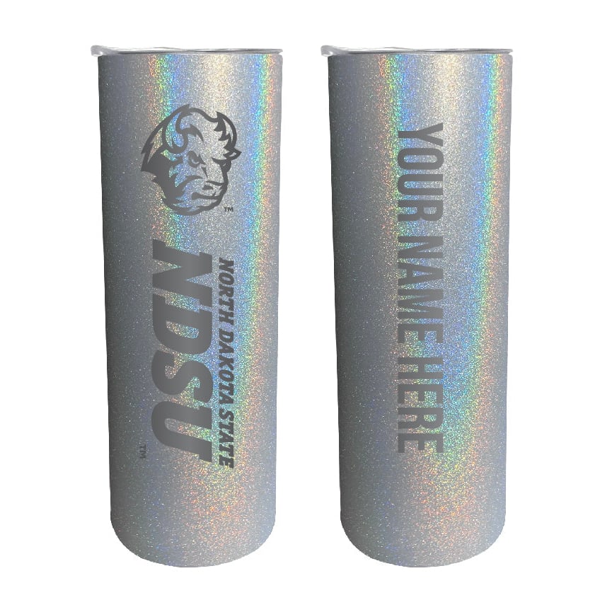 North Dakota State Bison Etched Custom NCAA Skinny Tumbler - 20oz Personalized Stainless Steel Insulated Mug Image 1