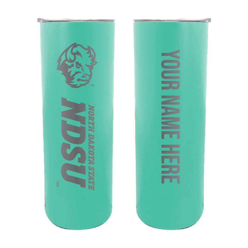 North Dakota State Bison Etched Custom NCAA Skinny Tumbler - 20oz Personalized Stainless Steel Insulated Mug Image 1