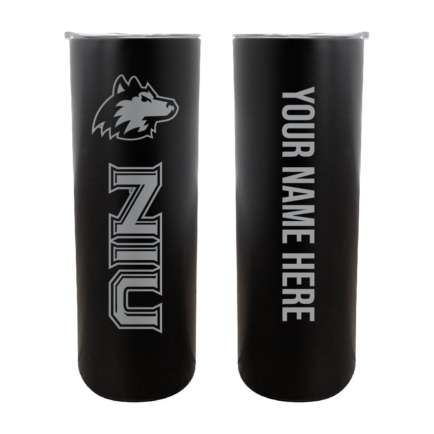 Northern Illinois Huskies Etched Custom NCAA Skinny Tumbler - 20oz Personalized Stainless Steel Insulated Mug Image 1