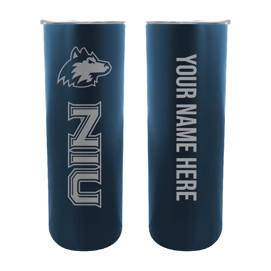 Northern Illinois Huskies Etched Custom NCAA Skinny Tumbler - 20oz Personalized Stainless Steel Insulated Mug Image 2