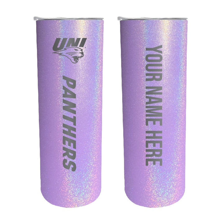 Northern Iowa Panthers Etched Custom NCAA Skinny Tumbler - 20oz Personalized Stainless Steel Insulated Mug Image 1