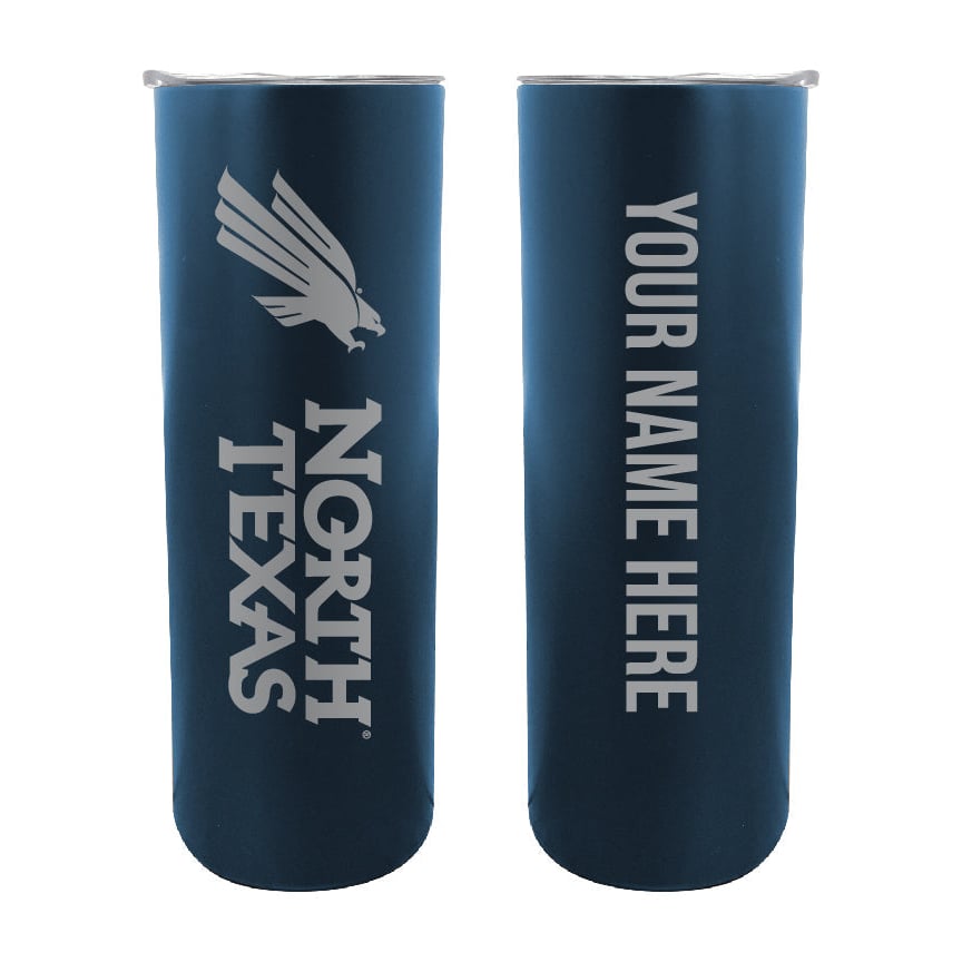 North Texas Etched Custom NCAA Skinny Tumbler - 20oz Personalized Stainless Steel Insulated Mug Image 2