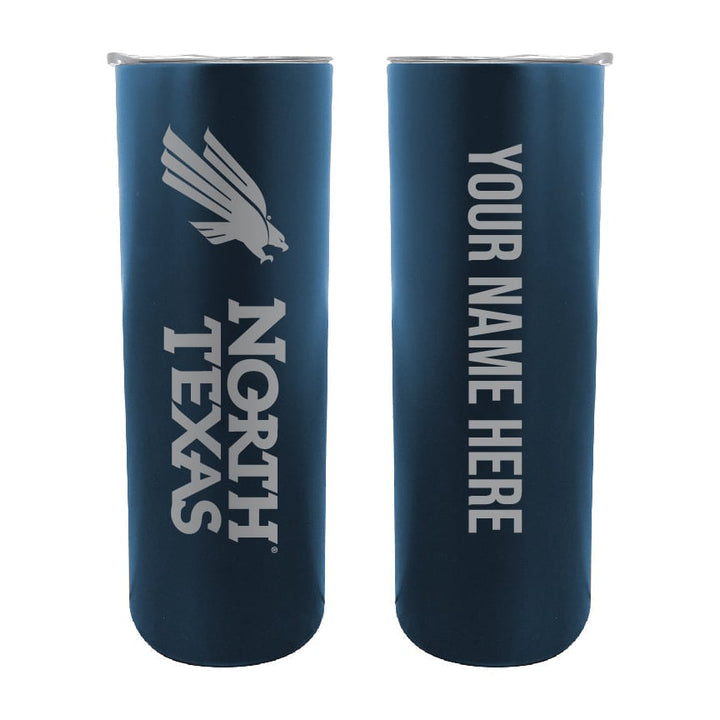 North Texas Etched Custom NCAA Skinny Tumbler - 20oz Personalized Stainless Steel Insulated Mug Image 1