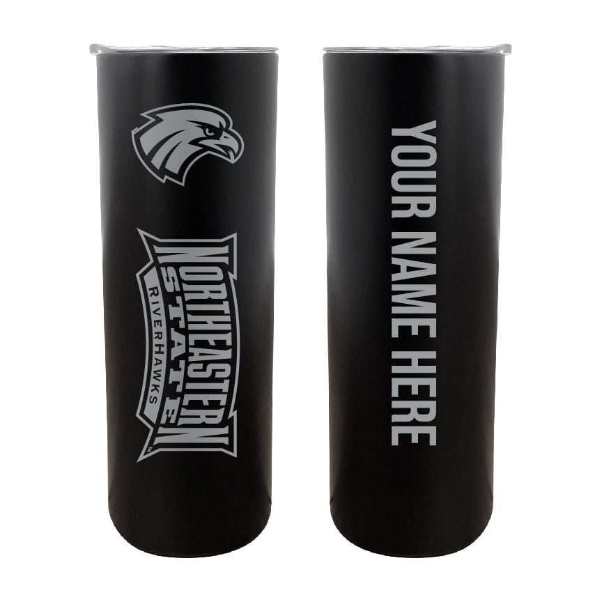 Northeastern State University Riverhawks Etched Custom NCAA Skinny Tumbler - 20oz Personalized Stainless Steel Insulated Image 1