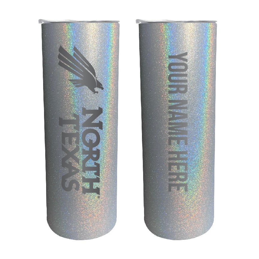 North Texas Etched Custom NCAA Skinny Tumbler - 20oz Personalized Stainless Steel Insulated Mug Image 1