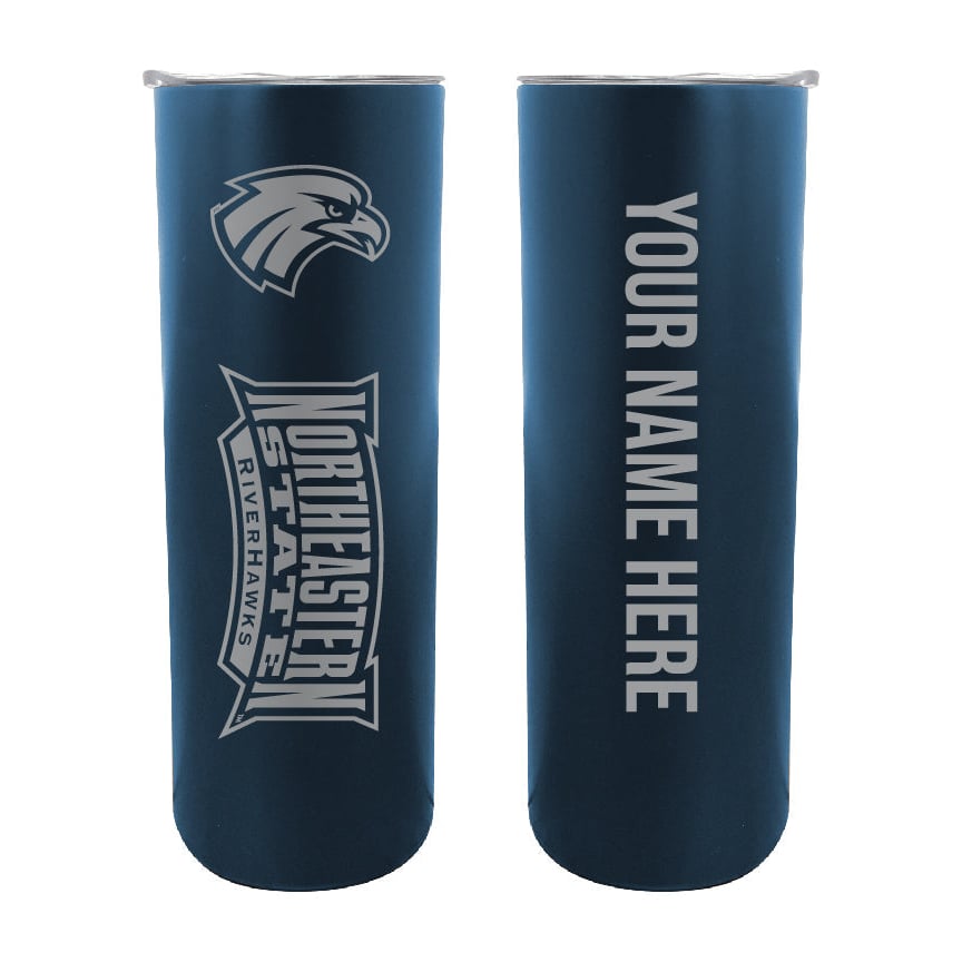 Northeastern State University Riverhawks Etched Custom NCAA Skinny Tumbler - 20oz Personalized Stainless Steel Insulated Image 1