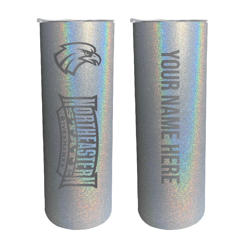 Northeastern State University Riverhawks Etched Custom NCAA Skinny Tumbler - 20oz Personalized Stainless Steel Insulated Image 1