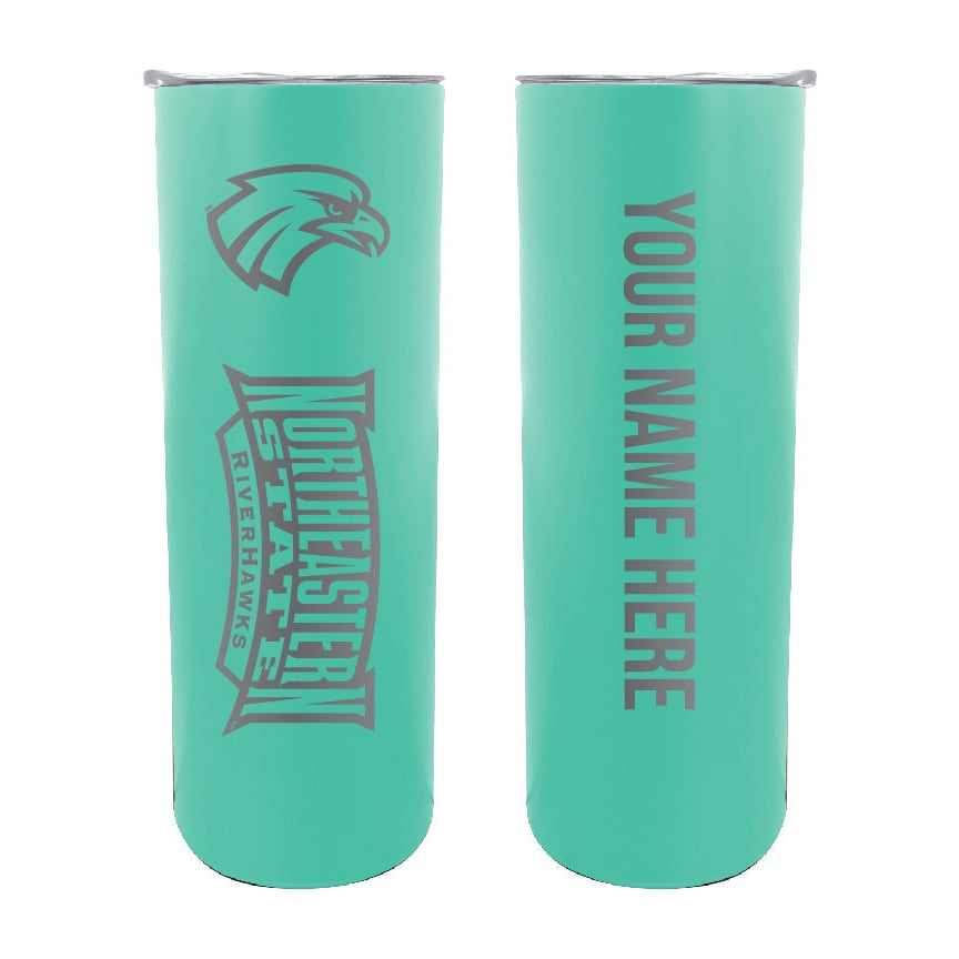 Northeastern State University Riverhawks Etched Custom NCAA Skinny Tumbler - 20oz Personalized Stainless Steel Insulated Image 1