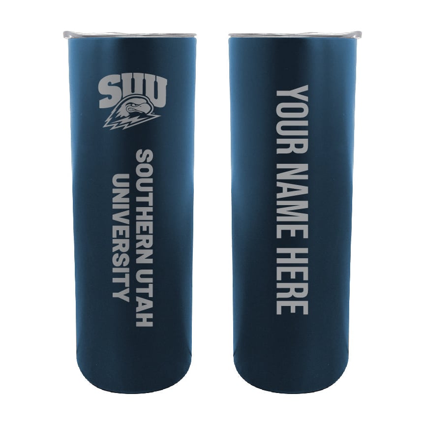 Southern Utah University Etched Custom NCAA Skinny Tumbler - 20oz Personalized Stainless Steel Insulated Mug Image 2