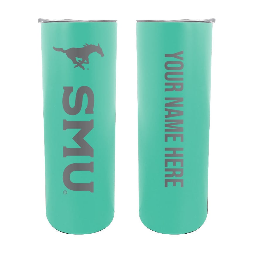 Southern Methodist University Etched Custom NCAA Skinny Tumbler - 20oz Personalized Stainless Steel Insulated Mug Image 1