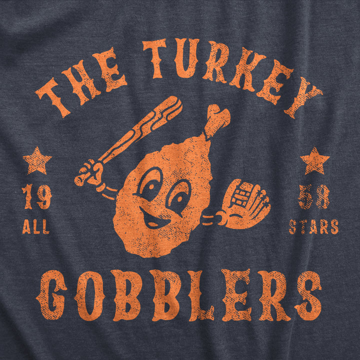 Mens The Turkey Gobblers All Stars T Shirt Funny Thanksgiving Dinner Baseball Team Tee For Guys Image 2