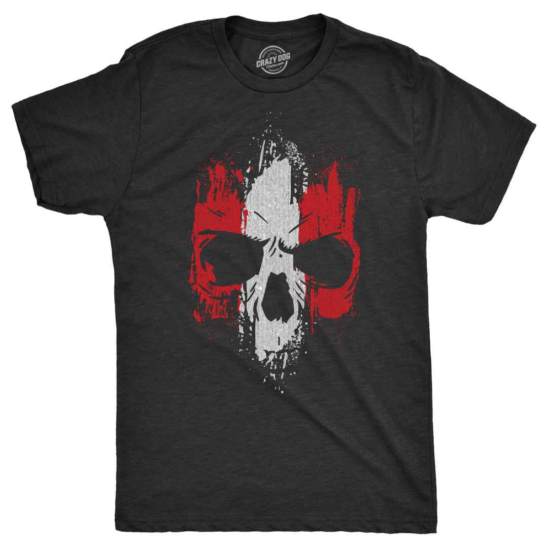 Mens Grunge Striped Skull T Shirt Awesome Cool Tough Skeleton Tee For Guys Image 1