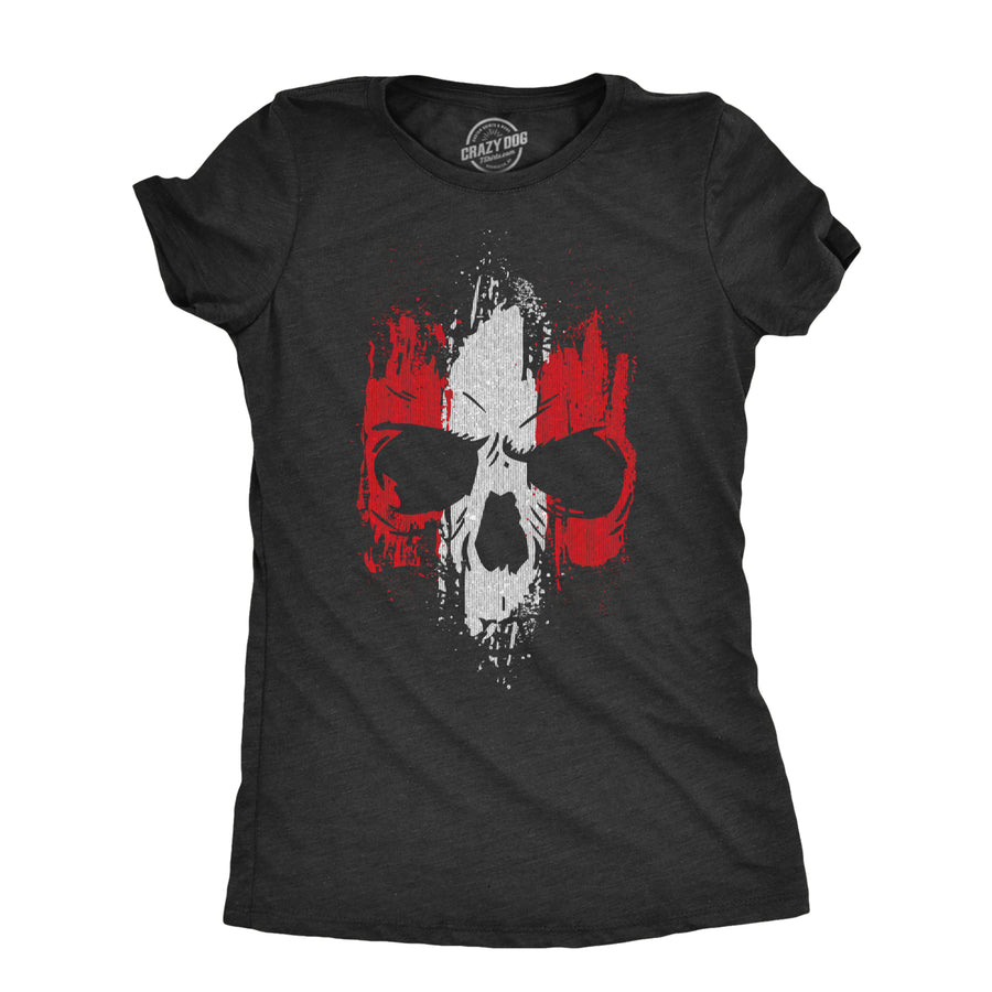 Womens Grunge Striped Skull T Shirt Awesome Cool Tough Skeleton Tee For Ladies Image 1