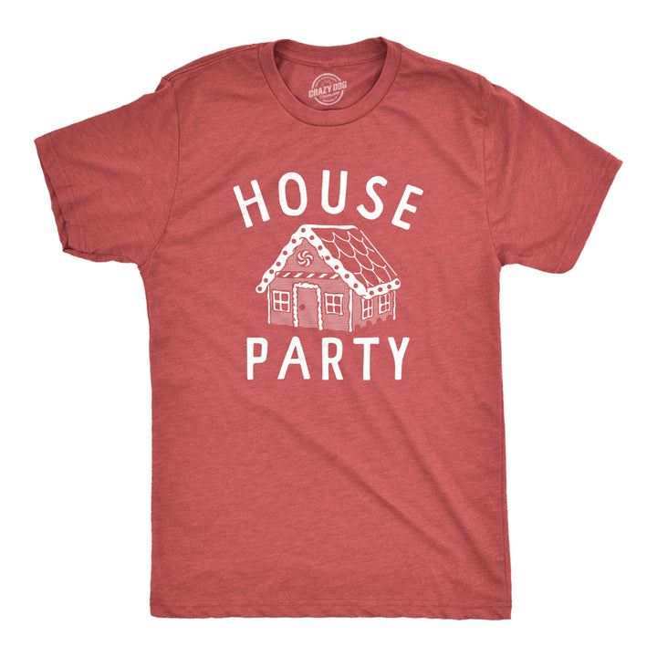 Mens House Party T Shirt Funny Xmas Gingerbread Cookie Decoration Joke Tee For Guys Image 1