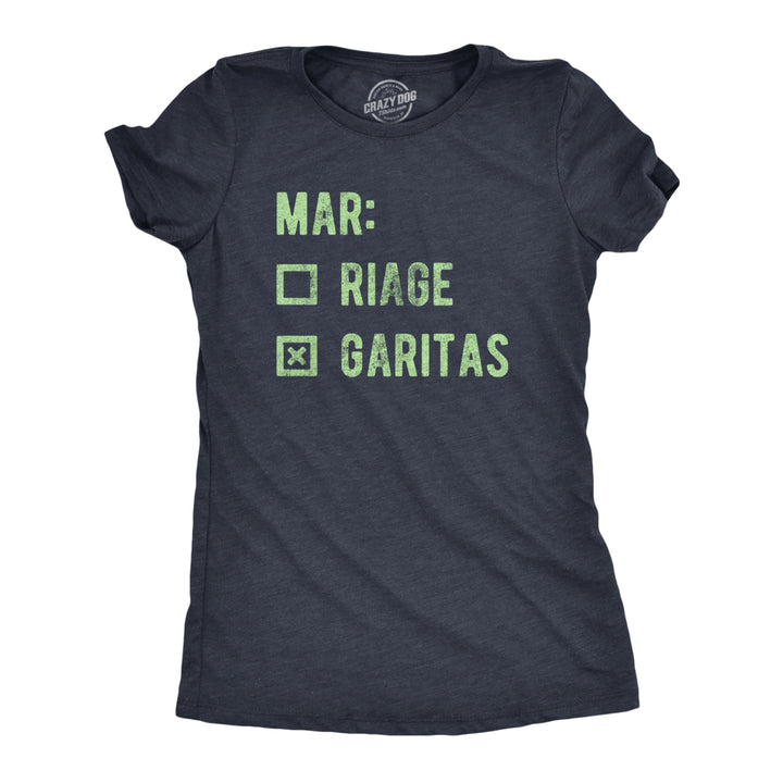 Womens Marriage Margaritas T Shirt Funny Checklist Drinking Married Joke Tee For Ladies Image 1