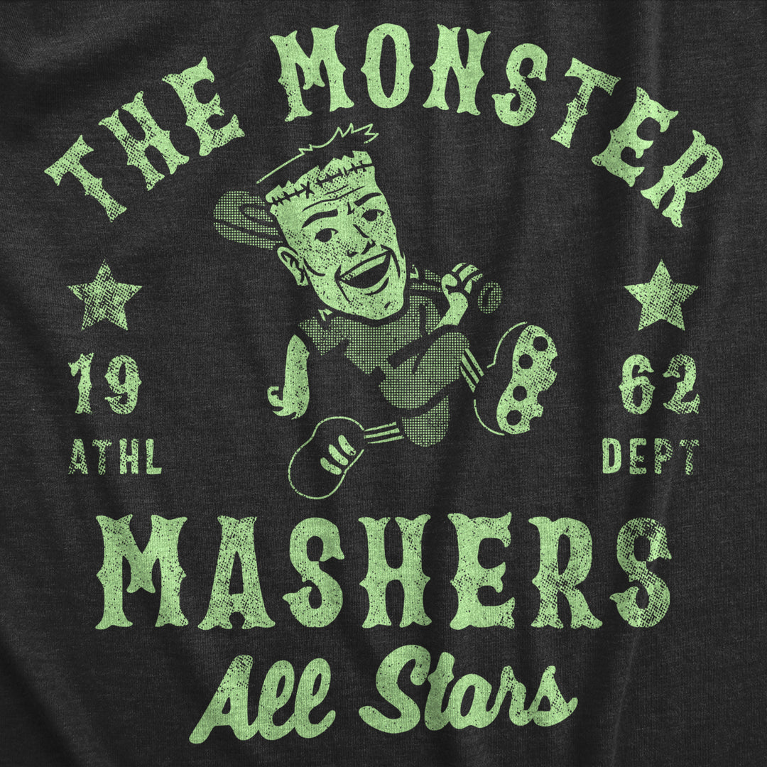 Womens The Monster Mashers All Stars T Shirt Funny Halloween Baseball Team Tee For Ladies Image 2