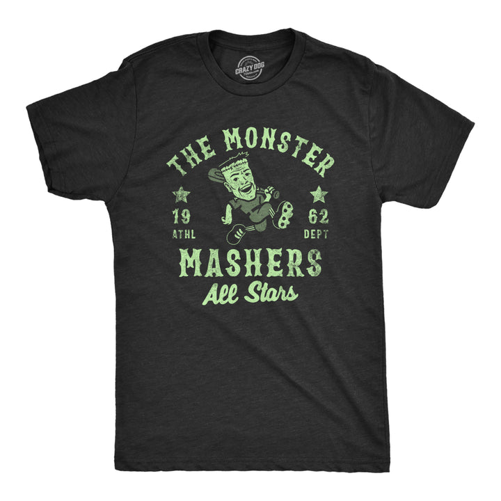 Mens The Monster Mashers All Stars T Shirt Funny Halloween Baseball Team Tee For Guys Image 1
