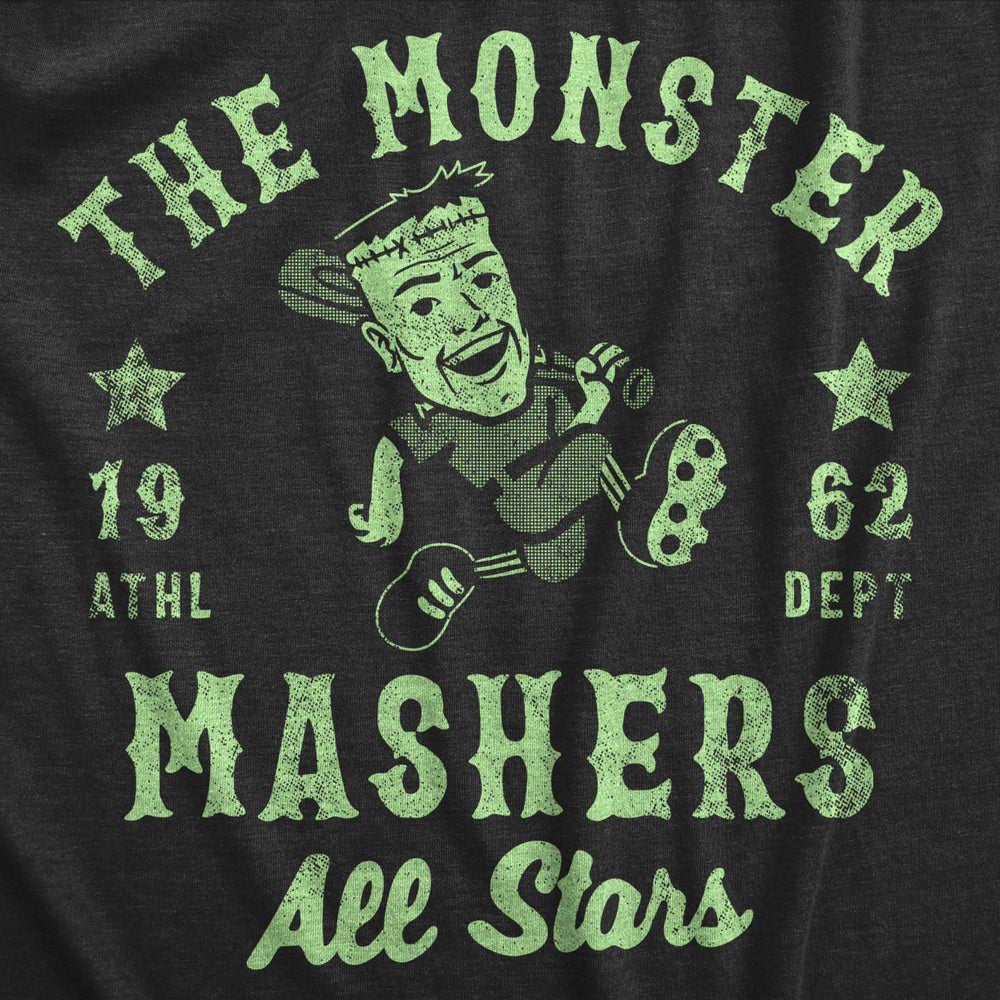 Mens The Monster Mashers All Stars T Shirt Funny Halloween Baseball Team Tee For Guys Image 2