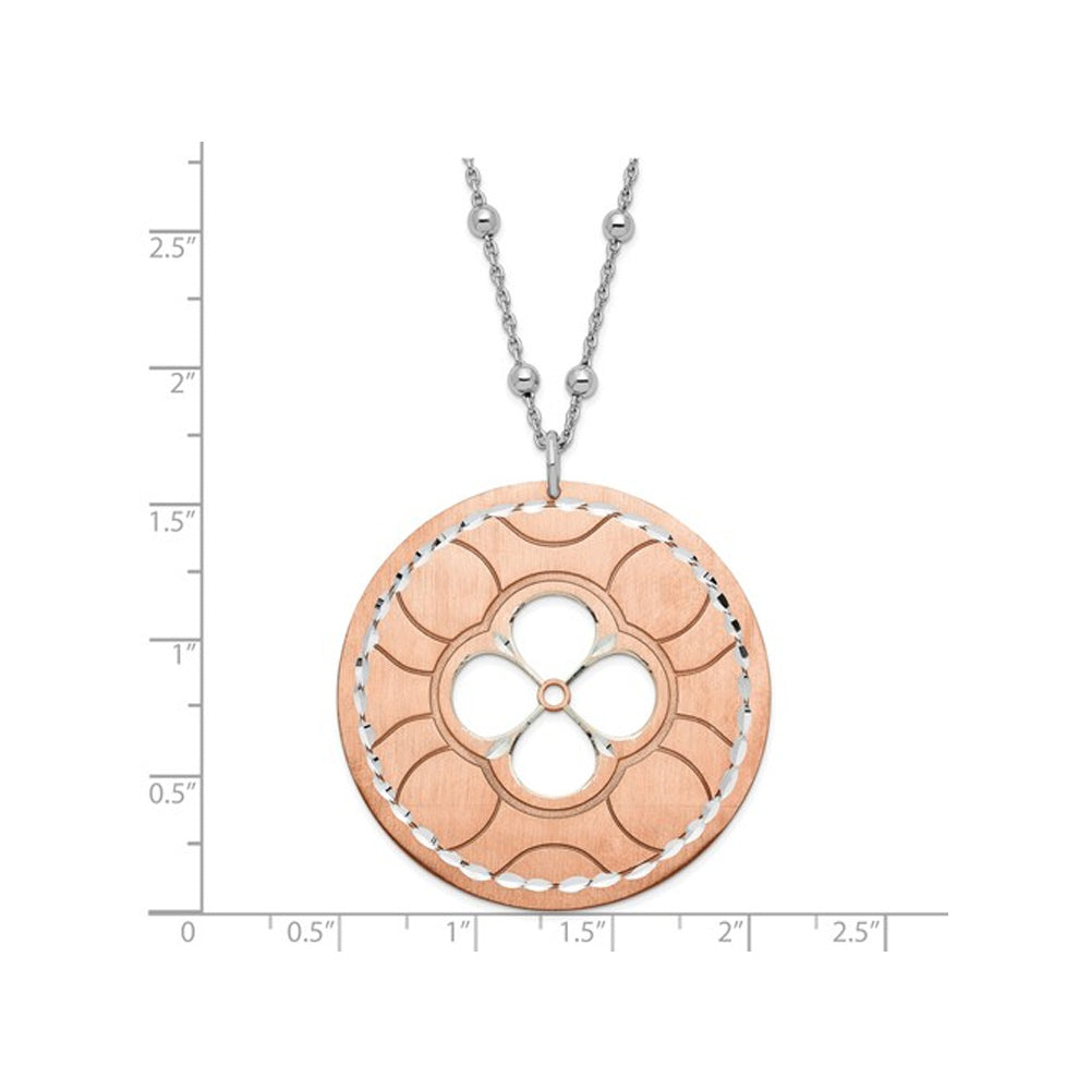 Rose Plated Sterling Silver Circle Necklace Pendant with Chain Image 2