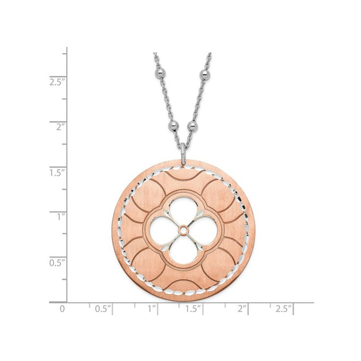 Rose Plated Sterling Silver Circle Necklace Pendant with Chain Image 2