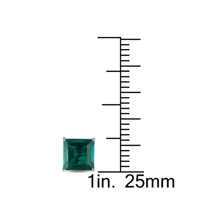 2.30 Carat (ctw) Lab-Created Emerald Square Solitaire Stud Earrings in 10K White Gold Image 3