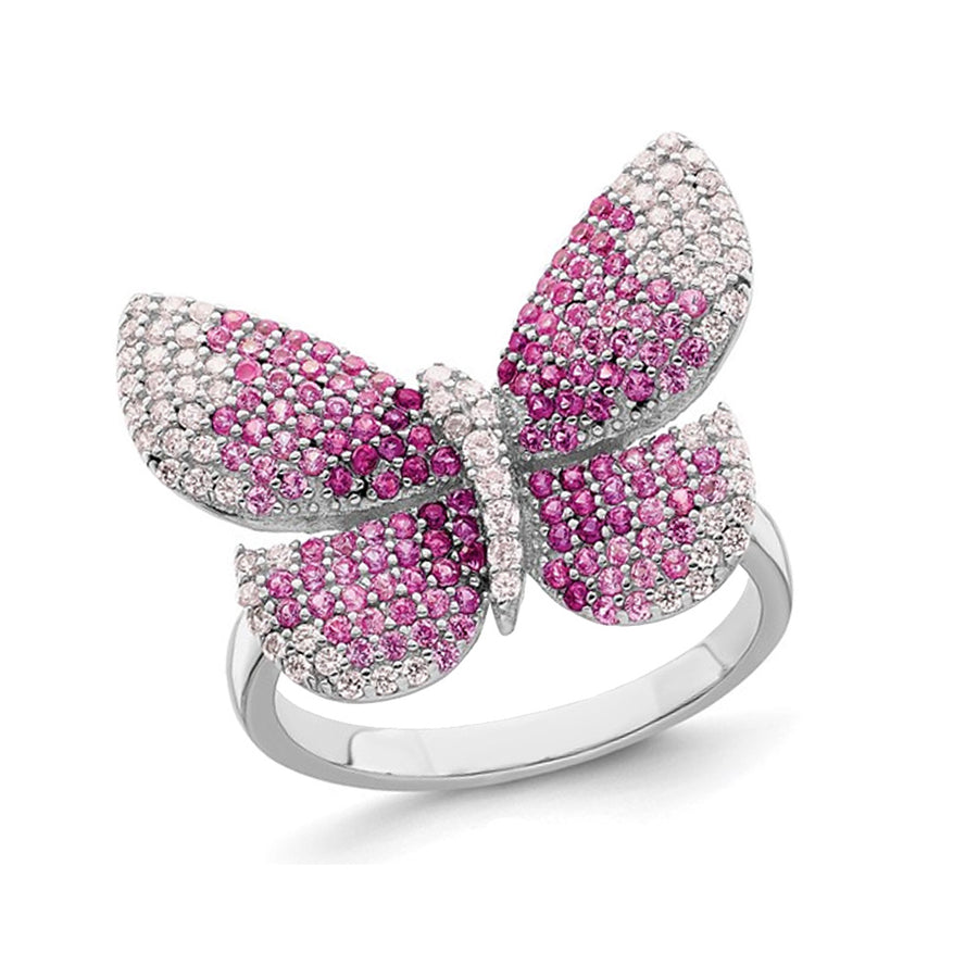 Sterling Silver Butterfly Ring with PInk Synthetic Cubic Zirconia (CZ)s Image 1