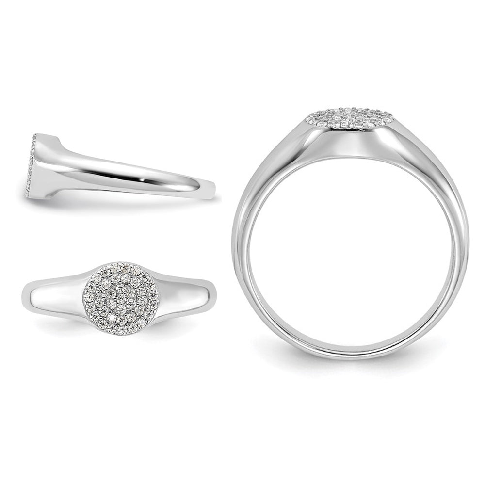 Sterling Silver Circle Ring with Micro Pave Synthetic Cubic Zirconia (CZ)s Image 4