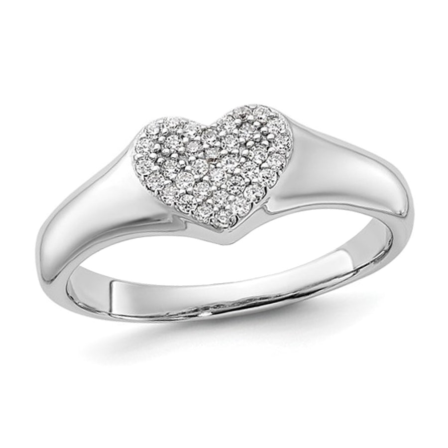 Sterling Silver Heart Promise Ring with Micro Pave Synthetic Cubic Zirconia (CZ)s Image 1