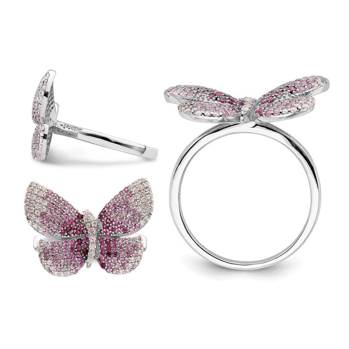 Sterling Silver Butterfly Ring with PInk Synthetic Cubic Zirconia (CZ)s Image 4