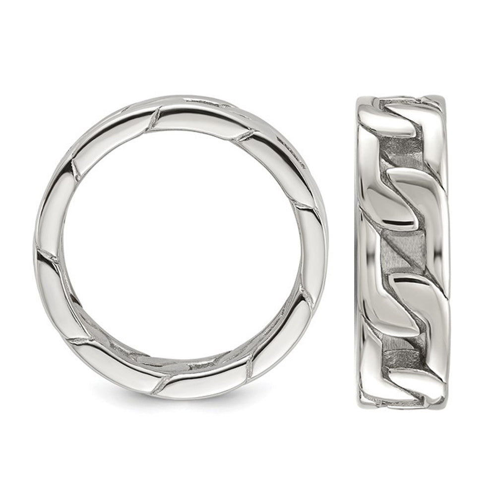 Mens Stainless Steel Polished Chain Link Band Ring (7mm) Image 4