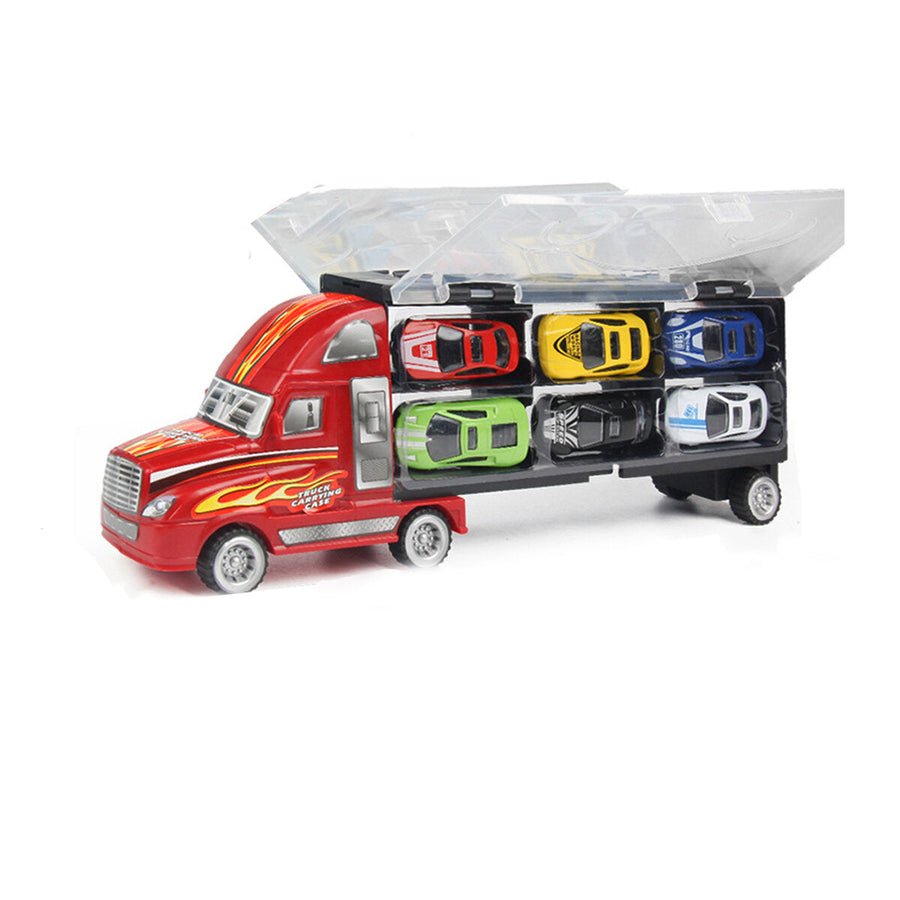 12 Pcs Kid Car Model Set Truck Simulation Track Vehicle Toys Alloy Cars+Cartoon Car+Storage Truck Children Toys Gift Image 1