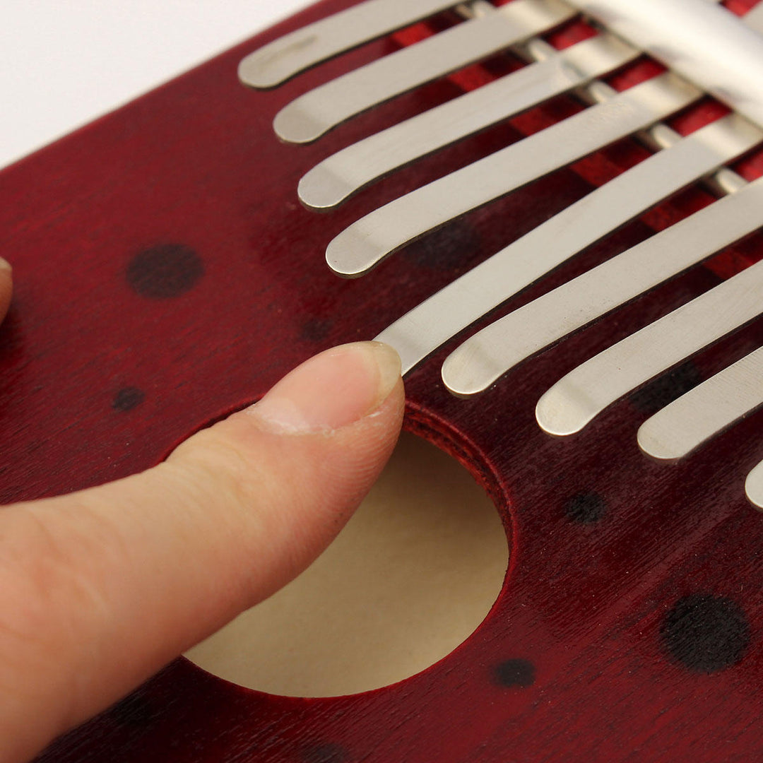10 Tone Red,Natural Color Portable Wood Kalimba Thumb Piano Finger Percussion Image 9