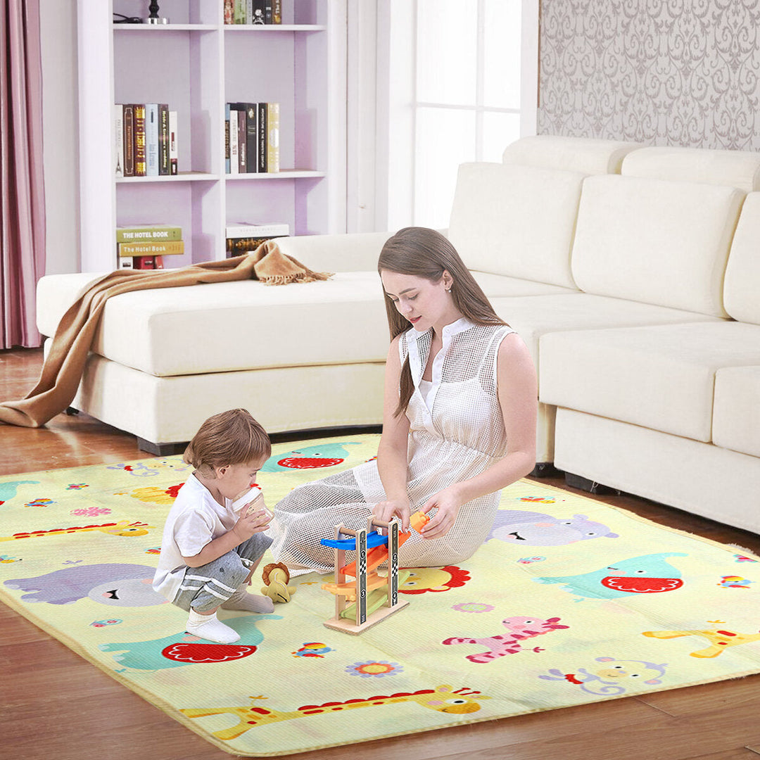 180x100,150cm Children Waterproof Foldable Crawling Mat Kids Play Mat Double-sided Animal Kingdom Pattern Carpet Image 4