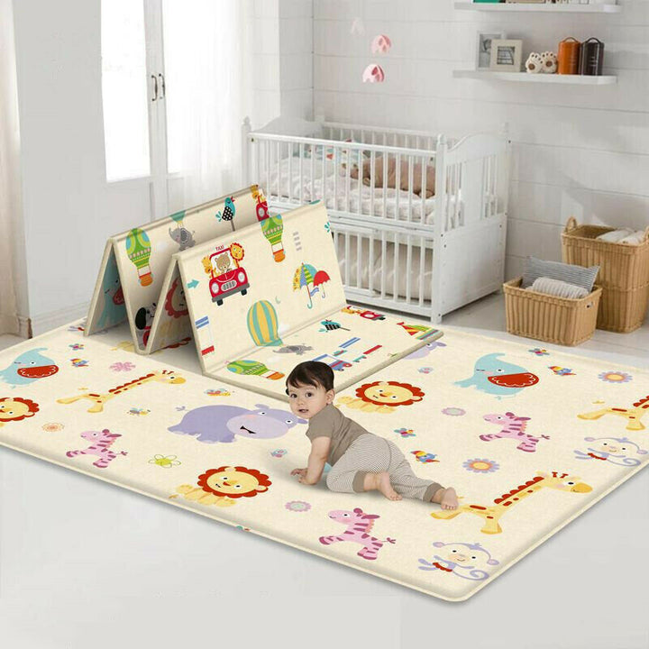 180x100,150cm Children Waterproof Foldable Crawling Mat Kids Play Mat Double-sided Animal Kingdom Pattern Carpet Image 6