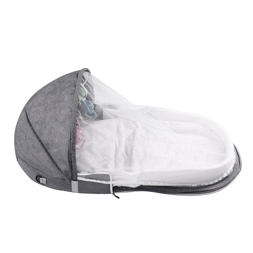 2-in-1 Folding Baby Sleeping Bed Lounger Travel Infant Bed with Mosquito Net Image 2
