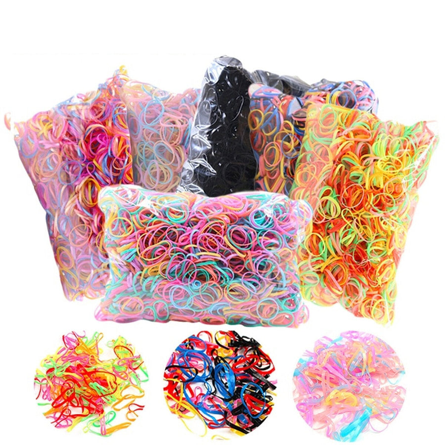 2000 Pcs Multicolor Disposable Elastic Rope Ponytail Rubber Band Hair Taping ChildrenandAdults Braided Hair Image 1
