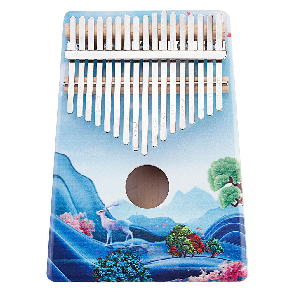 Colourful Painted 17 Keys Wood Kalimba Portable Thumb Finger Piano for Beginners Image 8