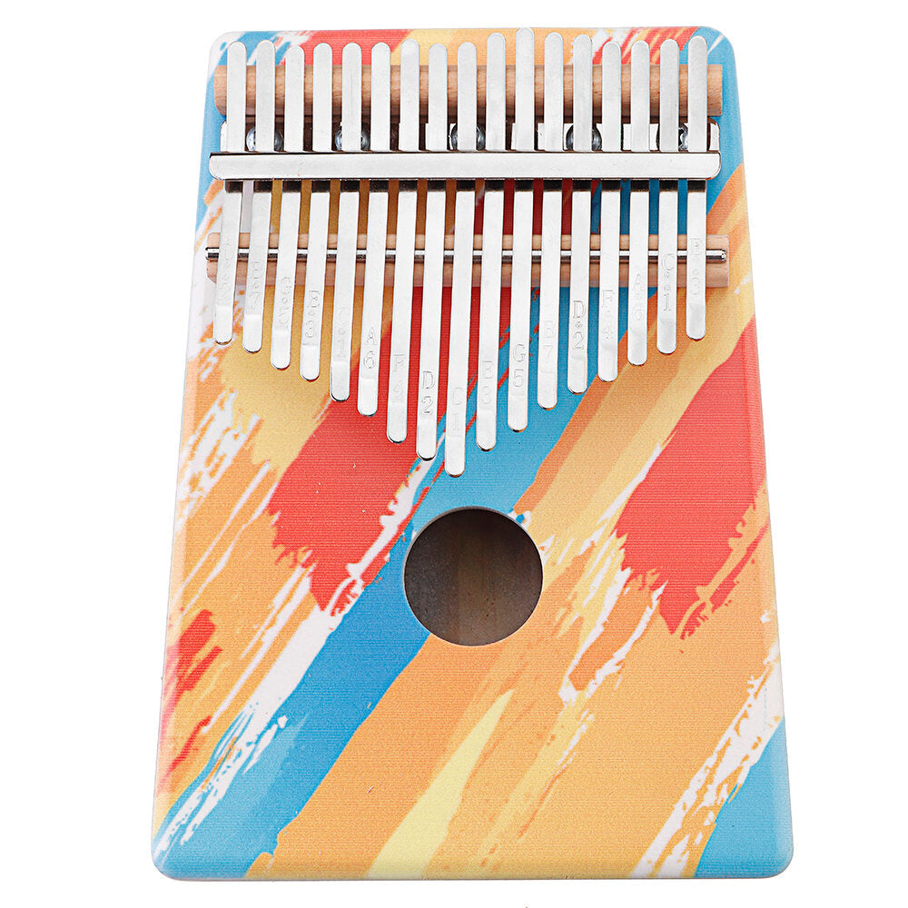 Colourful Painted 17 Keys Wood Kalimba Portable Thumb Finger Piano for Beginners Image 1