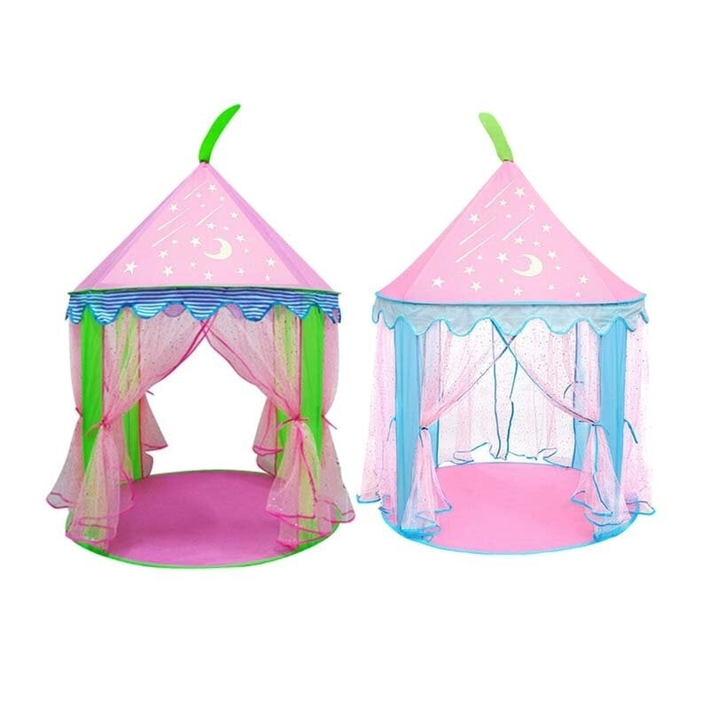 Kids Play Tent Princess Castle Playhouse With Star Lights Tent Gift for Kid  Pink Image 1