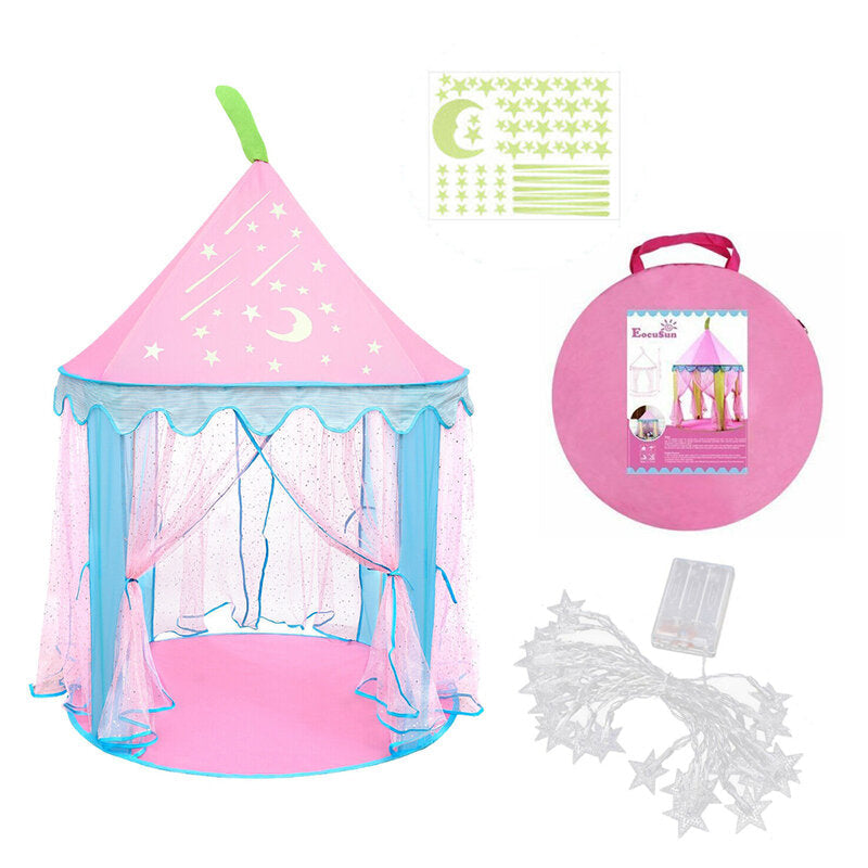 Kids Play Tent Princess Castle Playhouse With Star Lights Tent Gift for Kid  Pink Image 4