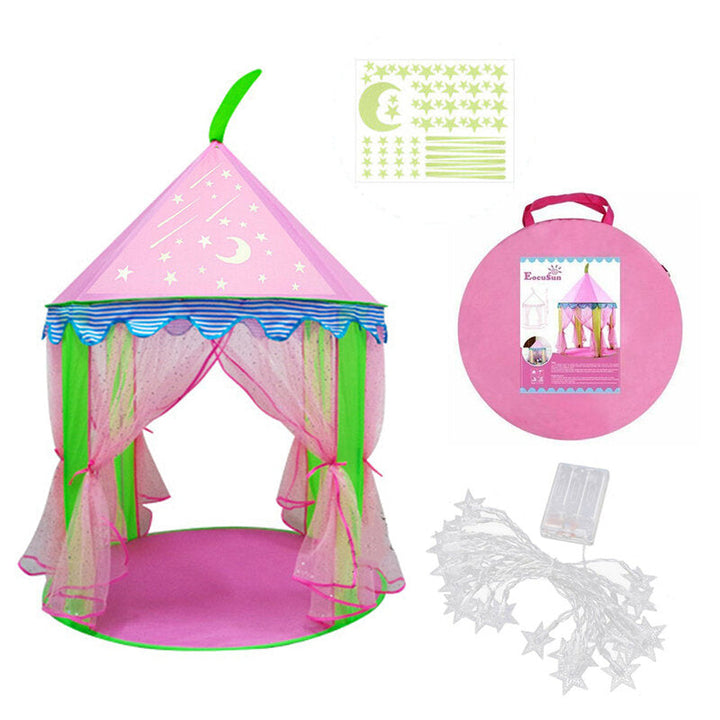 Kids Play Tent Princess Castle Playhouse With Star Lights Tent Gift for Kid  Pink Image 6