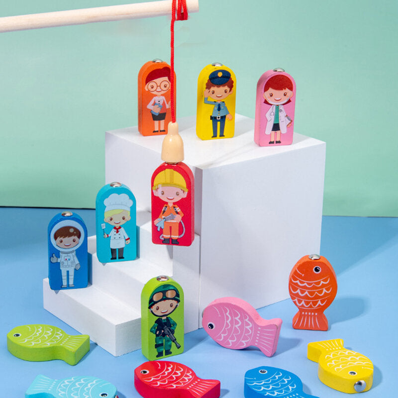 Kids Wooden Toys Preschool Board Math Fishing Count Numbers Matching Digital Shape Children Gift Image 4