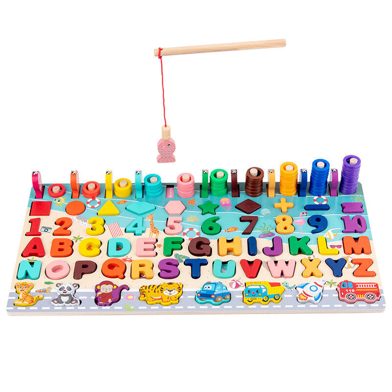Kids Wooden Toys Preschool Board Math Fishing Count Numbers Matching Digital Shape Children Gift Image 6