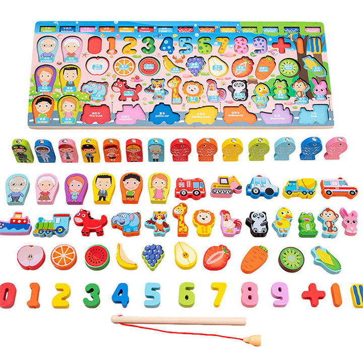 Kids Wooden Toys Preschool Board Math Fishing Count Numbers Matching Digital Shape Children Gift Image 8