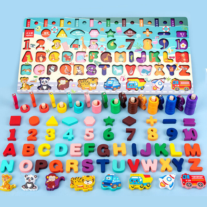 Kids Wooden Toys Preschool Board Math Fishing Count Numbers Matching Digital Shape Children Gift Image 9