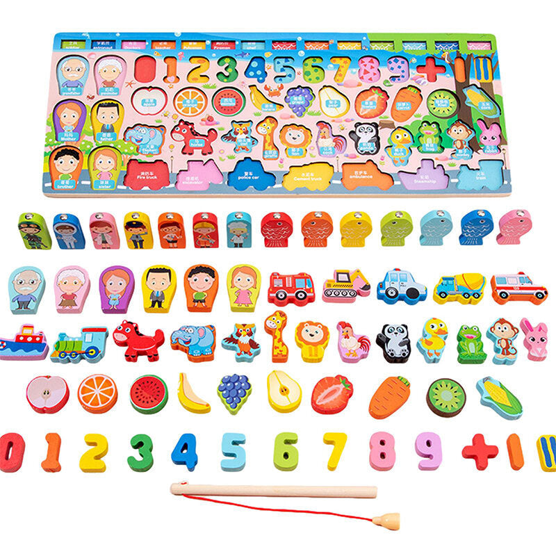 Kids Wooden Toys Preschool Board Math Fishing Count Numbers Matching Digital Shape Children Gift Image 10