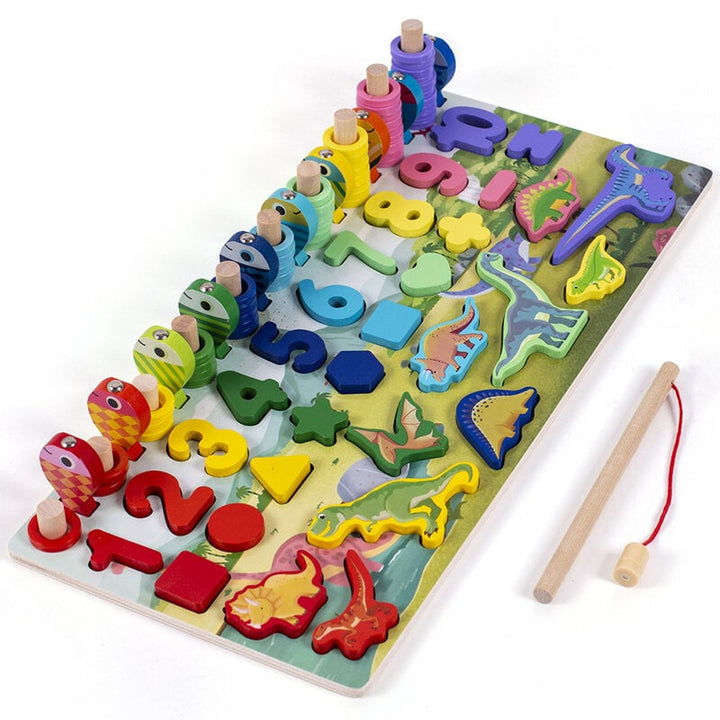 Kids Wooden Toys Preschool Board Math Fishing Count Numbers Matching Digital Shape Children Gift Image 1