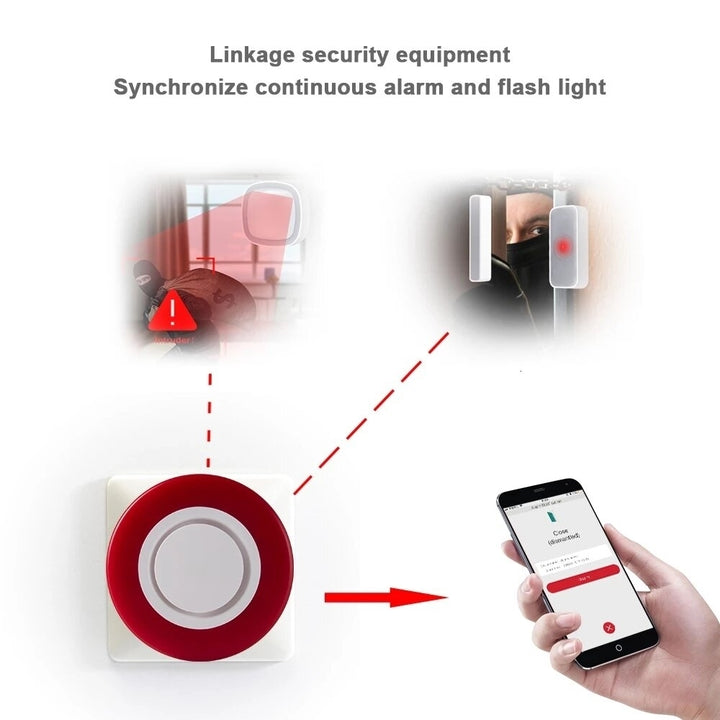 Smart Strobe Flash Sound and Light Alarm Red Light Flash Indoor Home Security Alarm Image 4
