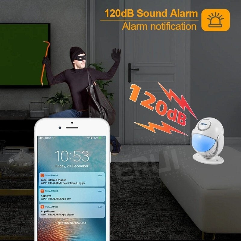 Smart Home Security WIFI Alarm System 120dB PIR Detector Door,Window Sensor Wireless App Burglar Works with Alexa Image 4