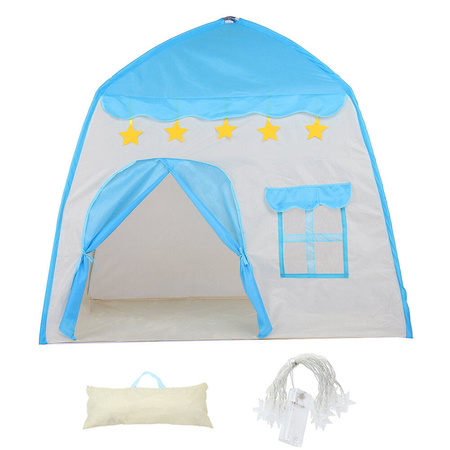 Tent Princess Castle Teepee Tent Folding Portable Children Game Room with LED Star Lights Boys Girls Gift Image 1